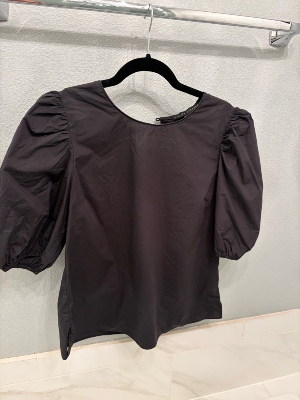 English Factory Black Puff-Sleeve Blouse